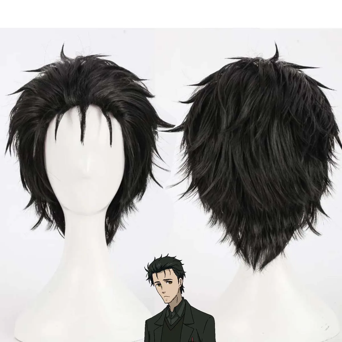 Men's Anime Steins Gate Cosplay Okabe Rintarou Black hair Wig