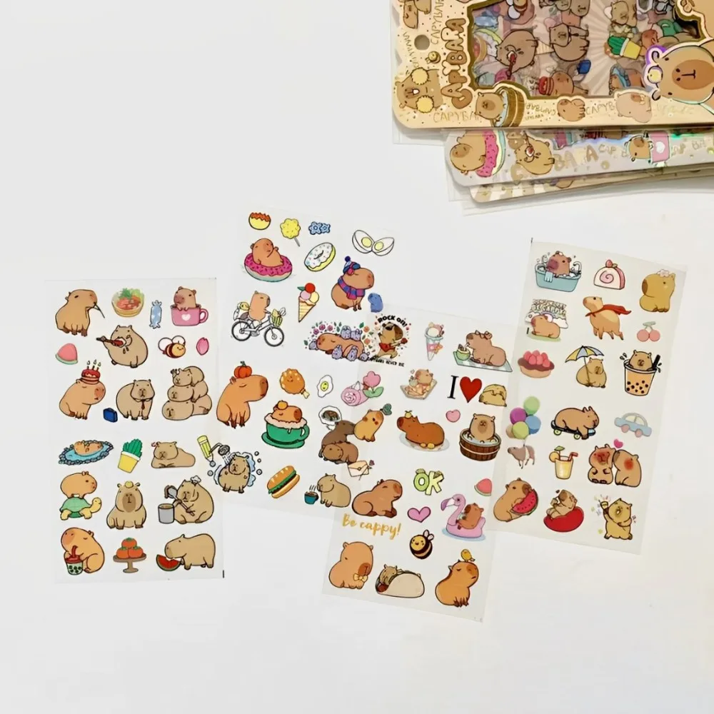 4pcs/set Stationery Capybara Stickers Painting Cute DIY Scrapbooking Collage Diary Decoration Children