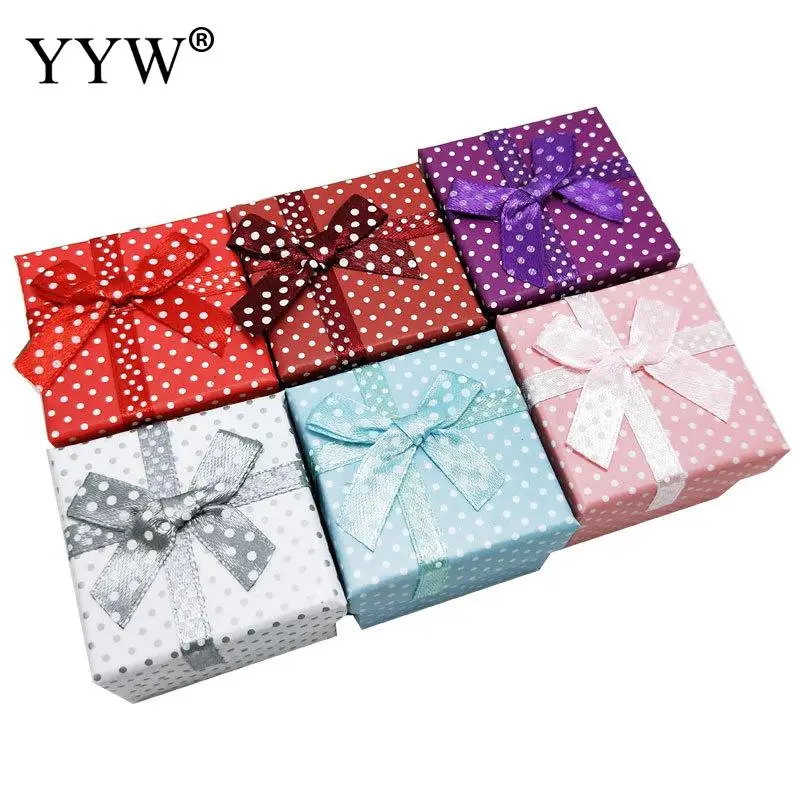 24Pcs Cardboard Jewelry Set Bow Gift Box Ring Necklace Bracelets Earring Organizer Jewelry Gift Packaging Boxes 5*5*3 cm