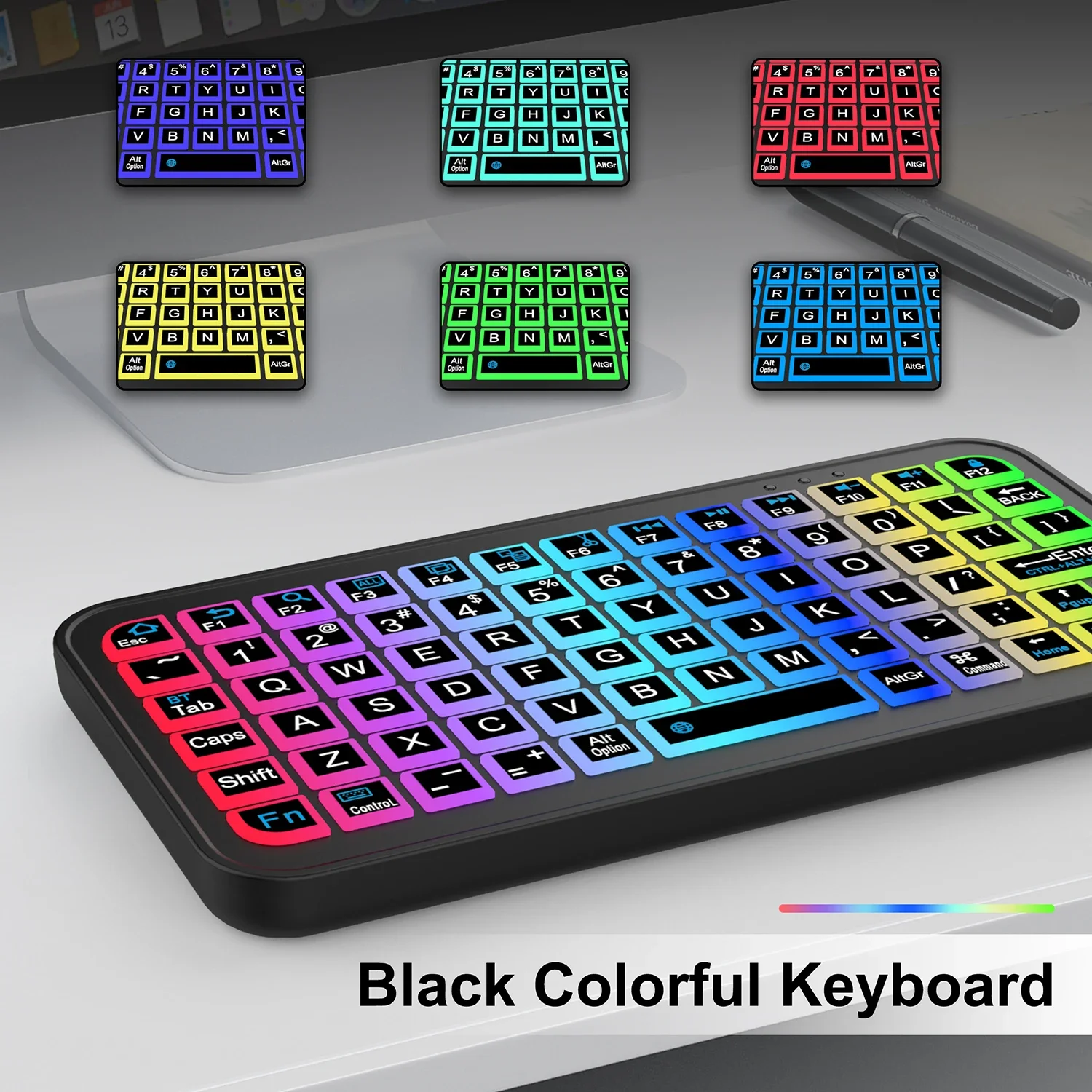 New RGB Backlit Bluetooth Rechargeable Keyboard Silicone Mute Multi-Function Button keyboard For Windows Android IOS Tablet