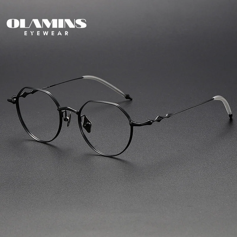 

OLAMINS New High-quality Pure Titanium Glasses Frame Hot Sale Optical Spectacle Frame Eyeframe Round Fashionable Glass Frame