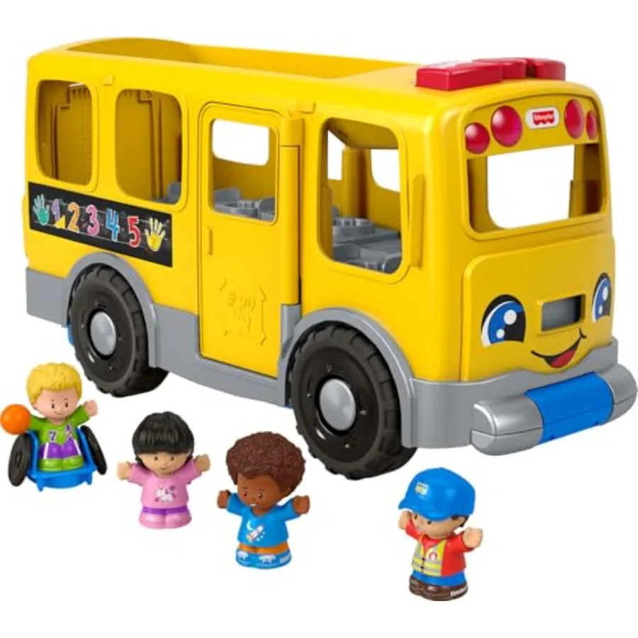 

Игрушка-каталка Fisher-Price Little People: большой желтый школьный автобус с 4 фигурками для детей от 1 года
