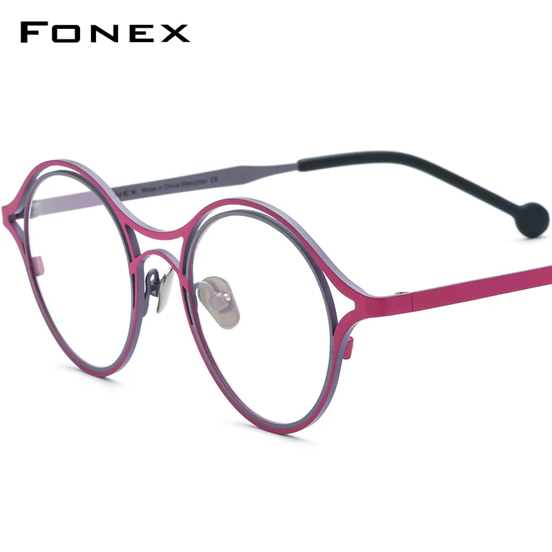 

FONEX Pure Titanium Glasses Frame Women Colorful Retro Round Eyeglasses 2024 Men Vintage Eyewear F85766