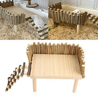 Wooden Hamster Climbing Platform Easy To Install Stable Small Pet Activity Playground with Climbing Ladder Safety Fence