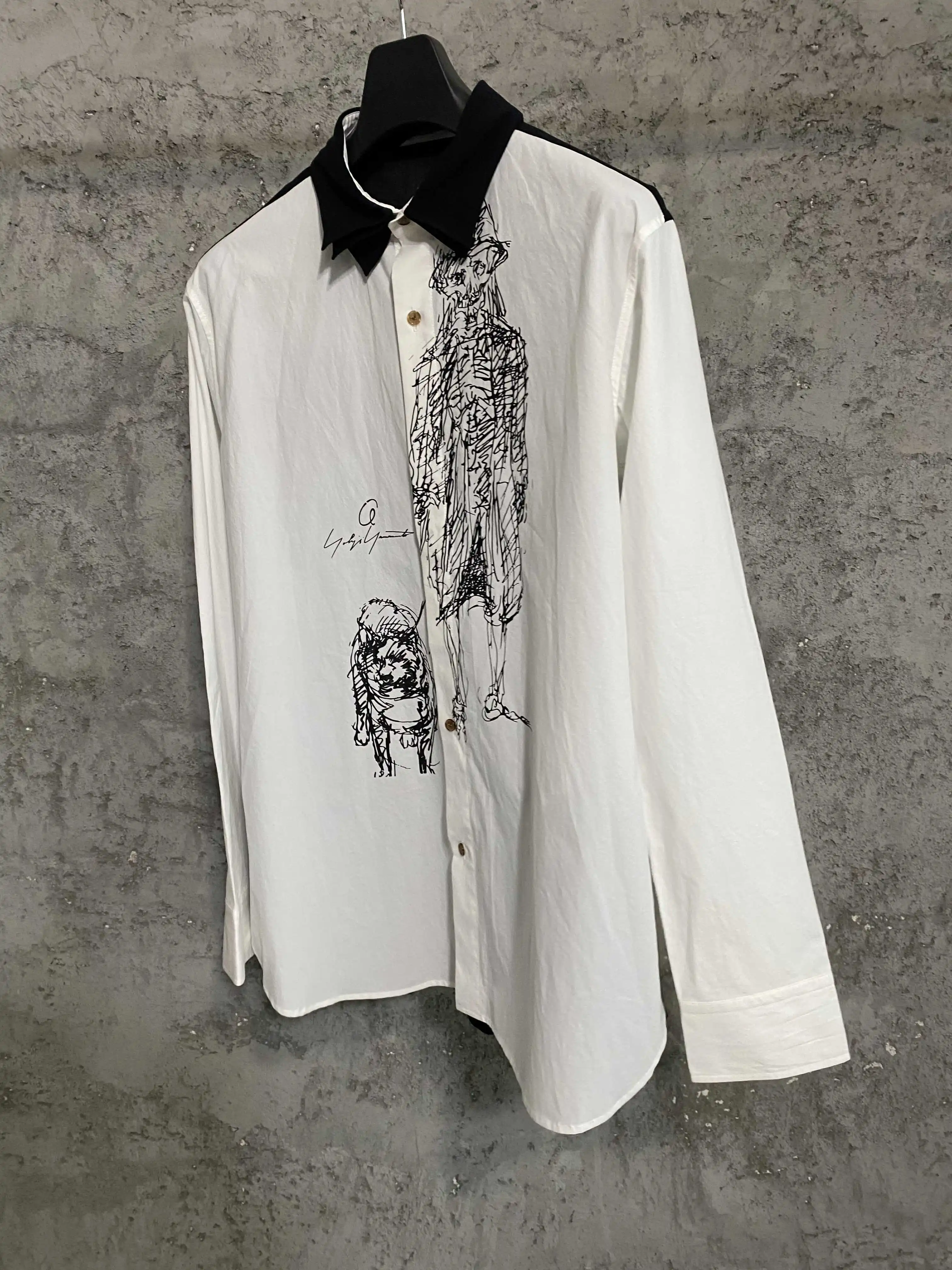 Pure cotton poplin dog-walking printed shirt for men, Egyptian cotton casual shirt