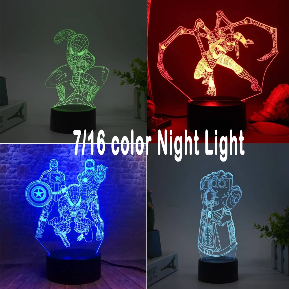 2024 Spiderman VS venom 7/16 Colors Touch Remote Control LED Night Lamp Touch Table Lamp Ornaments Kids Toys Gifts