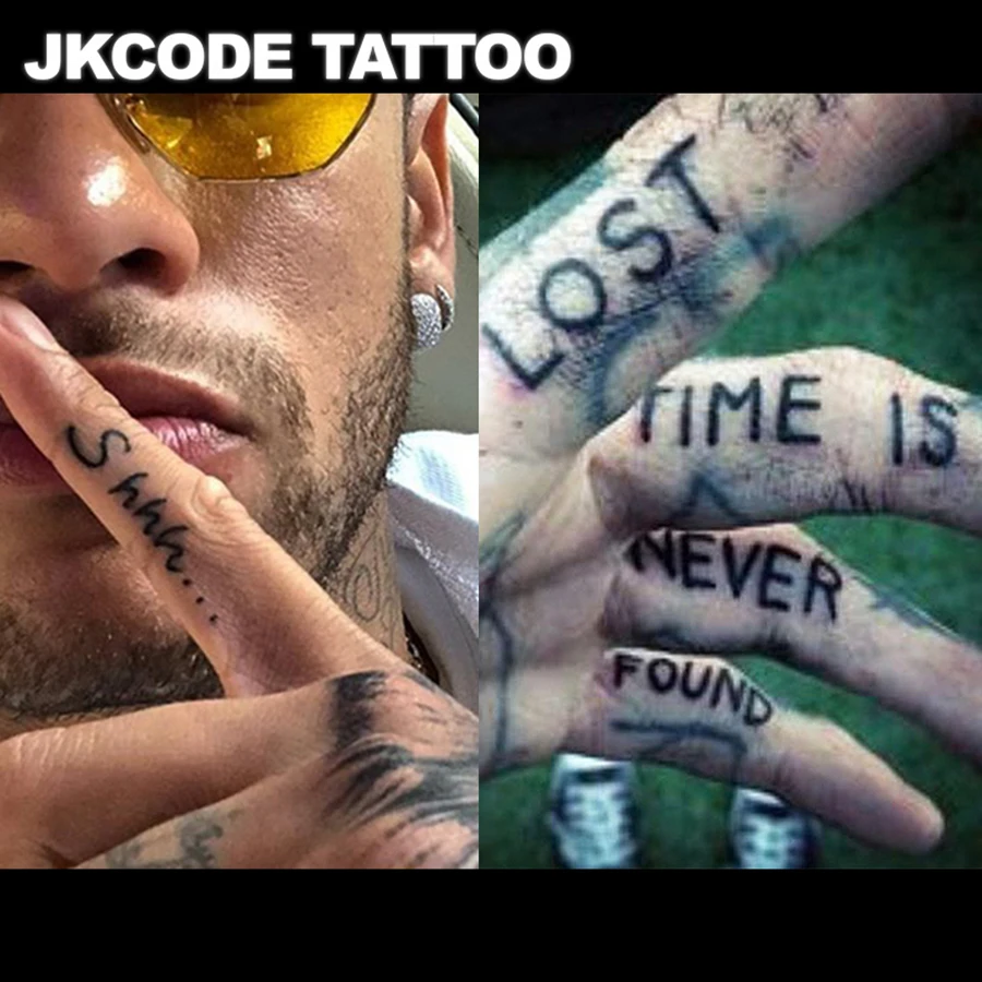 2-Piece Set of Fun Finger Tattoo Stickers with Herbal Designs, Hand Sign Phrases, Quiet and Cool Joke Phrases, 