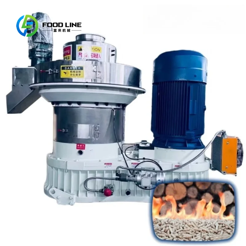 Custom vertical ring die pellet mill centrifugal pelleting device 380V for wood straw biomass fuel commercial production plant
