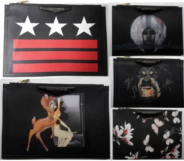 

GEEVONE VintageEnvelope Handbag Women's Clutch Bag Dog Head Deer Print Soft PVC Faionable Casual Sle No oulder Strap