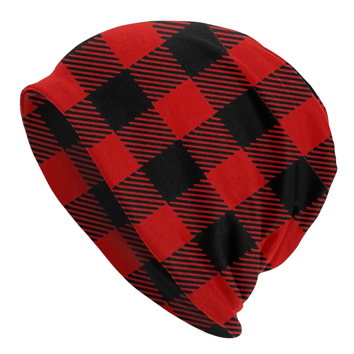 Red Plaid Pattern Caps Casual Autumn Winter Street Skullies Beanies Hat Unisex Male Spring Warm Head Wrap Bonnet Knitting Hats