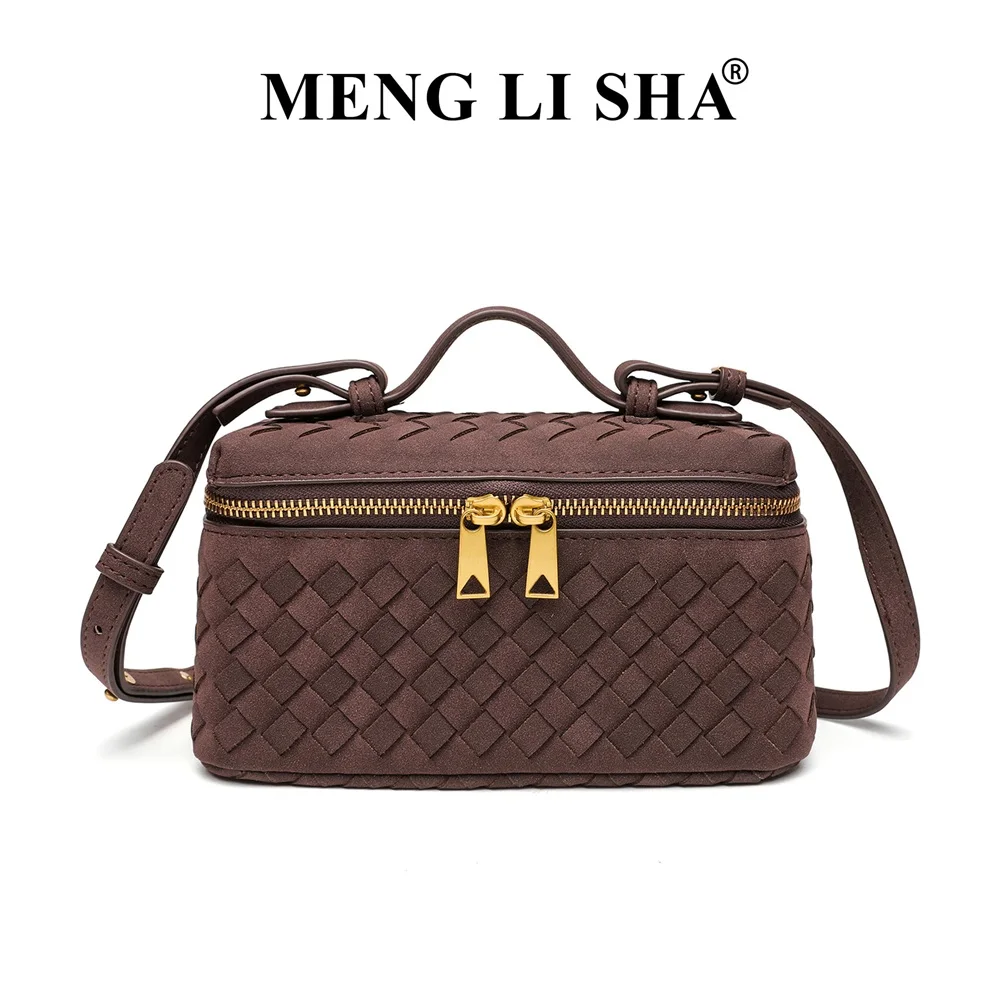 MENGLISHA Box Bag Crossbody Geweven Handtas, Veelzijdige Tote, Lunchbox-stijl, Boston Draagtas, Trendy Kleine Vierkante Schoudertas