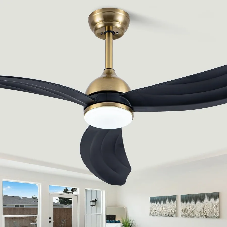 

52 Inch Ceiling Fan with Light and Remote Control 6 Speed Settings Reversible Direction 3000K-6000K Dimmable LED Lighting Quiet