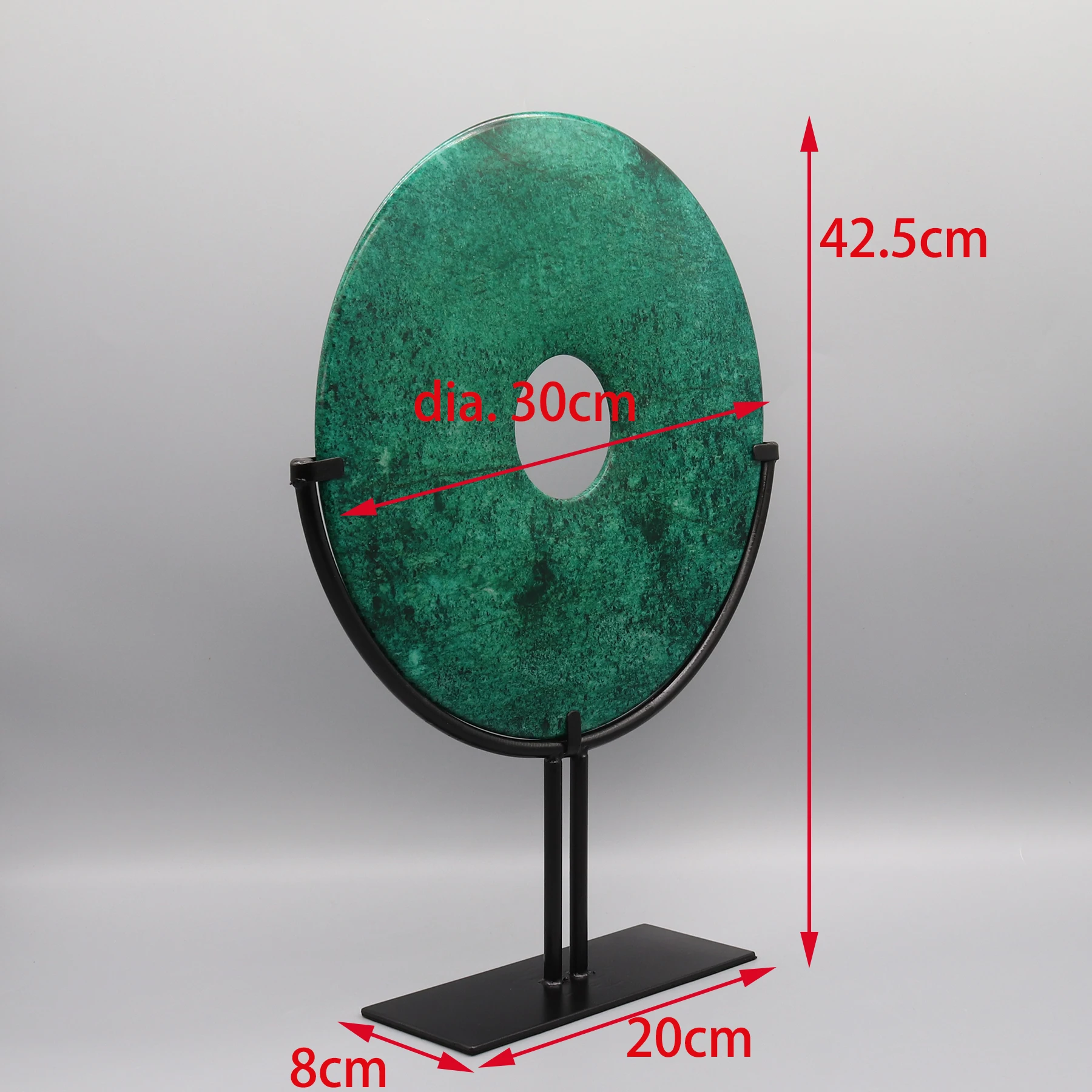 Round Marble Stone Decoration, Fortune Stone with Metal Base, Yubi Jade Disc