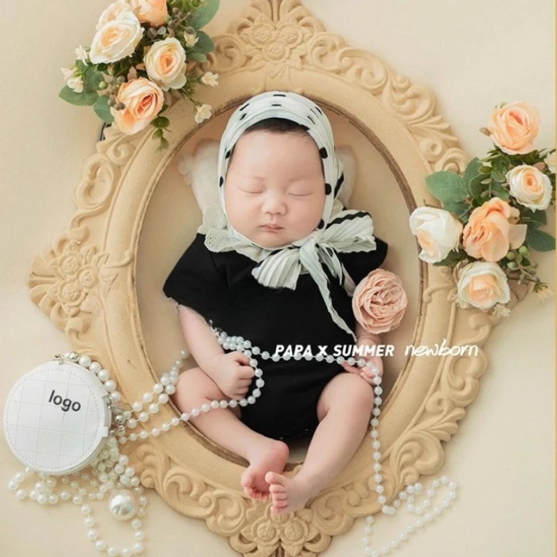 

Newborn Photo Accessories Baby Shooting Props Girls Outfit with Handbag Decor Photo Frame for Studio Photoshoot Fotografia Prop