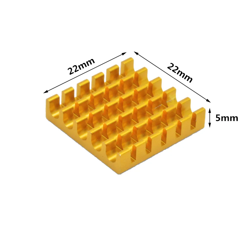 22X22X5Mm 20Pcs อลูมิเนียมฮีทซิงค์หม้อน้ำความร้อนสำหรับอิเล็กทรอนิกส์ชิป IC MOS ระบายความร้อนด้วยความร้อนเทป