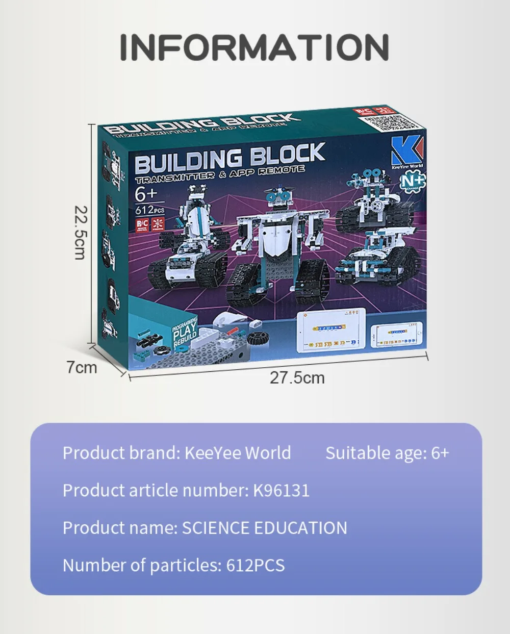 K96131 612PCS 5-in-1 Educatieve Robot Building Kit Elektrische Afstandsbediening App Controle STEM Speelgoed Cadeau