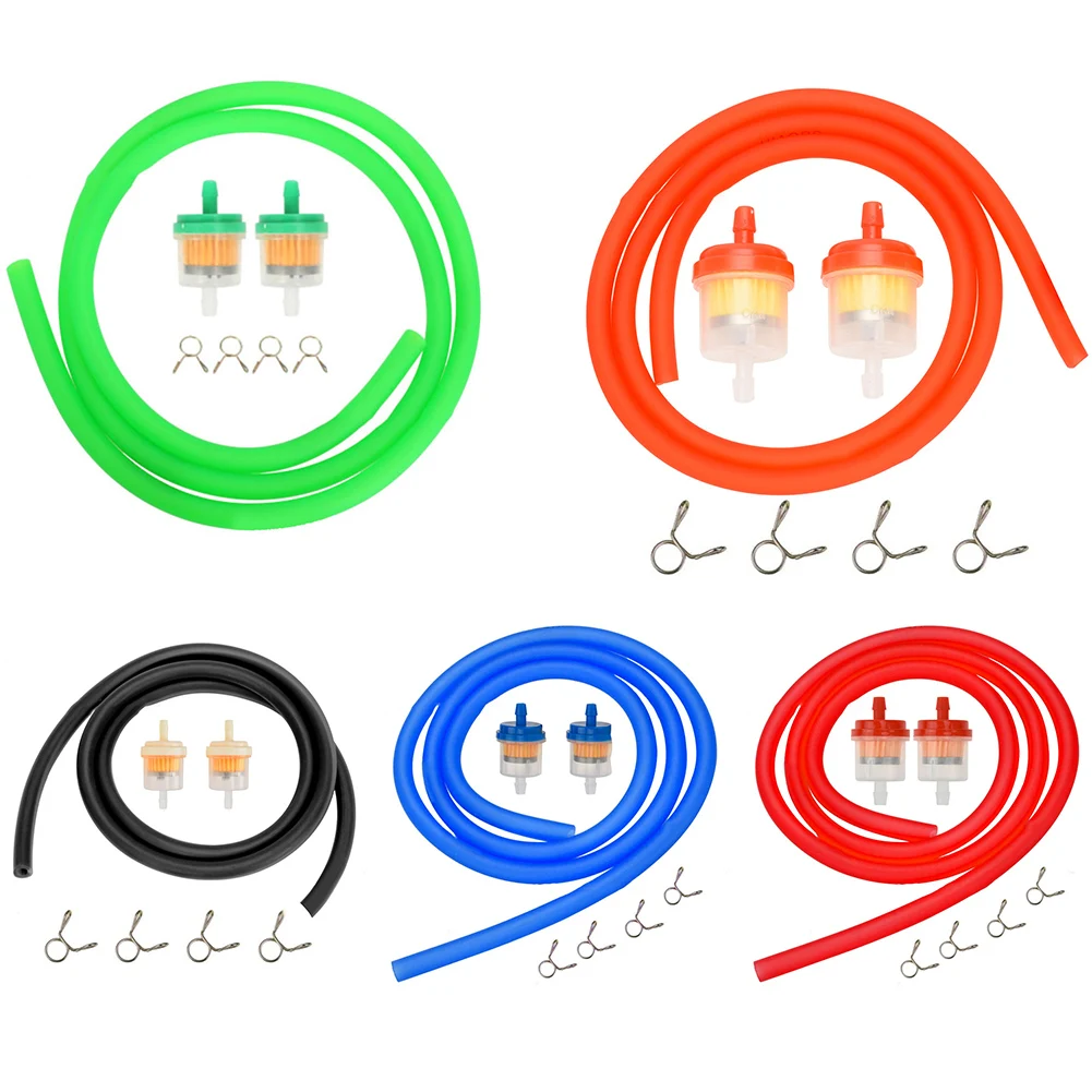 Filtros de combustible para motocicletas y tubos de combustible con clips, mangueras de goma para la mayoría de los vehículos todoterreno, motos de cross y karts.