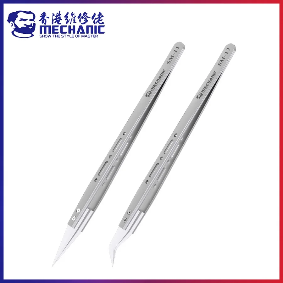 MECHANIC Ceramic Tweezers Anti Magnetic High Precision Heat Resistant Tweezer for Mobile Phone IC PCB Soldering Repair Tool