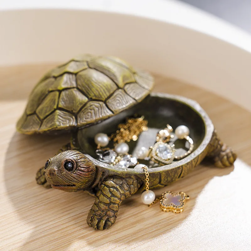 Nordic Modern Turtle Jewelry Storage Box Resin Statue Crafts Home