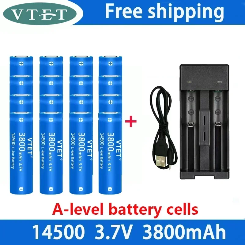 14500 Battery 3.7V Large Capacity 3800mAh Lithium Ion Battery, Used for Electric Toothbrush, Razor, Barber Rechargeable Battery