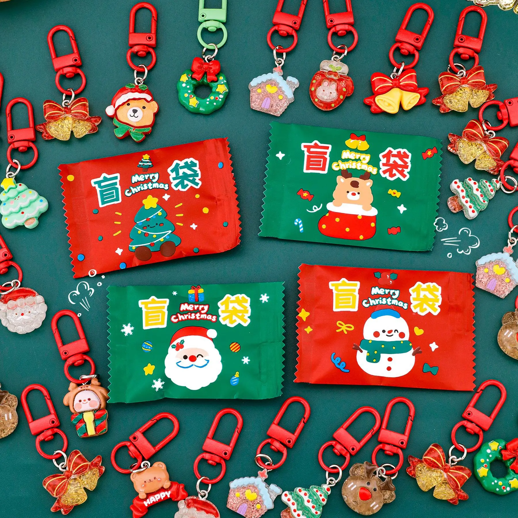 Kerst blinde tas sleutelhanger hars hanger - mini blinde tas student klasse beloning kleine briefpapier geschenk blinde doos