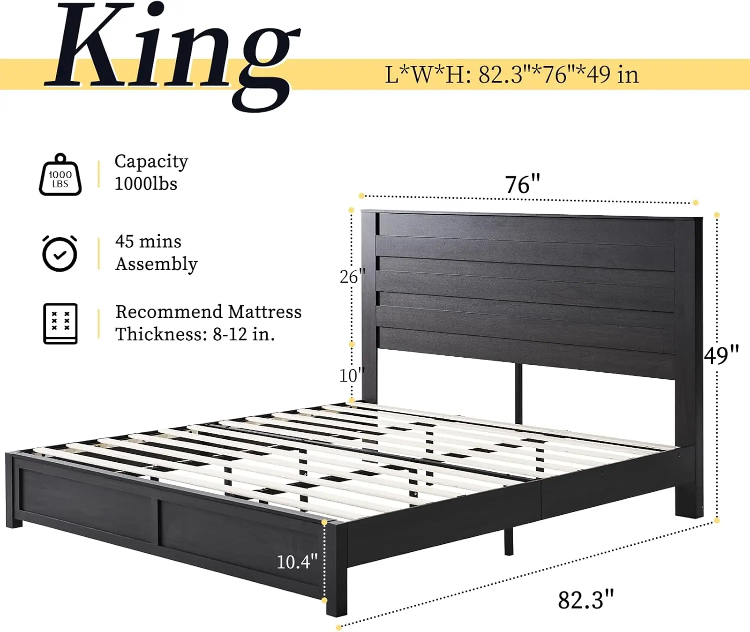 King Bed Frame with 49