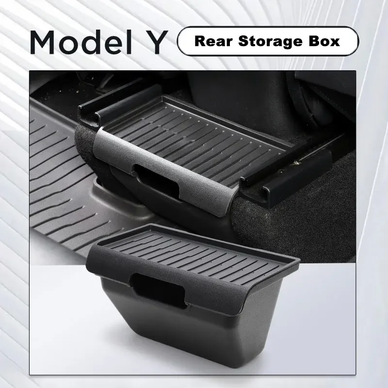 Per Tesla Model Y 2021-2024 Scatola portaoggetti centrale posteriore I sedili conducente e passeggeri sotto il sedile Scatola della spazzatura Accessori auto
