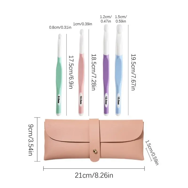 Set jarum rajut ukuran besar, Set kait rajutan, jarum rajut halus ukuran besar dengan pegangan ergonomis