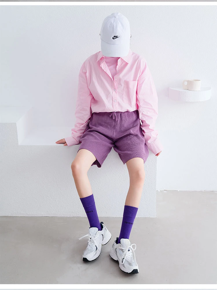 Frauen Bunte Lose Kein Pilling Socken Stricken Rippe Dünne Frühling Sommer Weibliche Socken Hohe Rohr Streetwear Weiche Socke – Detail 7