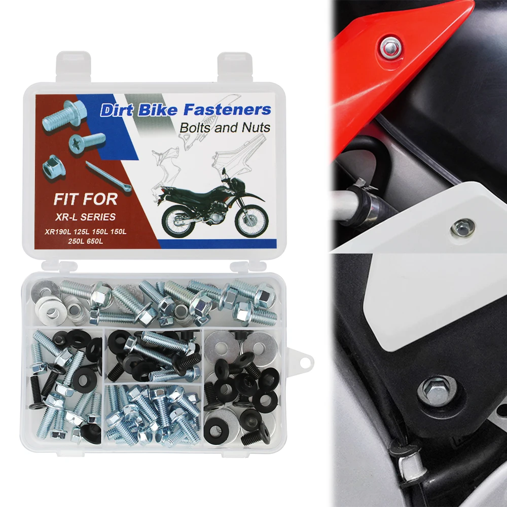 

For Honda XR190L 2019-2024 XR125L 2003-2013 XR150L XR250L XR650L 70PCS Dirt Bike Plastics Fenders Body Engine Bolts Kit Bodywork