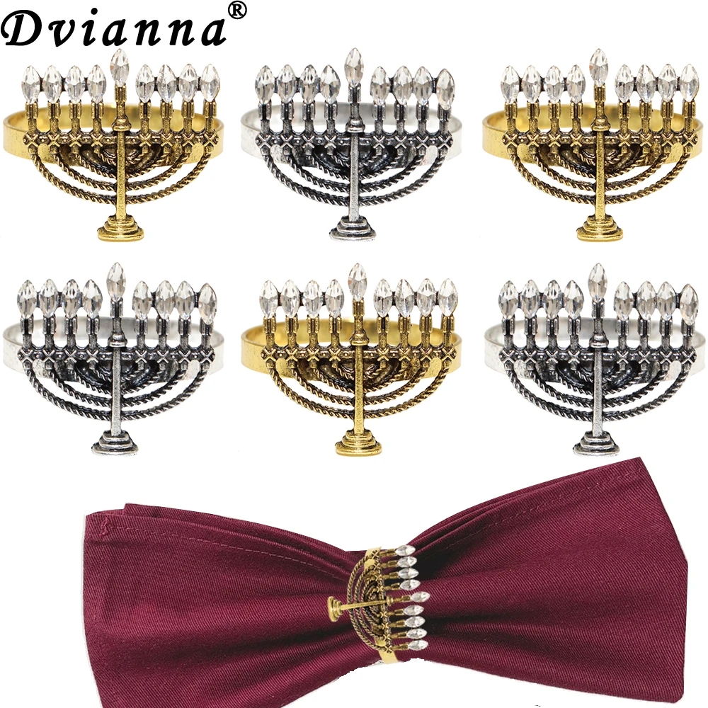 

6 шт. Menorah кольца для салфеток Chanukah держатели для салфеток рождественские пряжки для салфеток для рождества свадьбы hanukka вечерние обеденный стол Dec