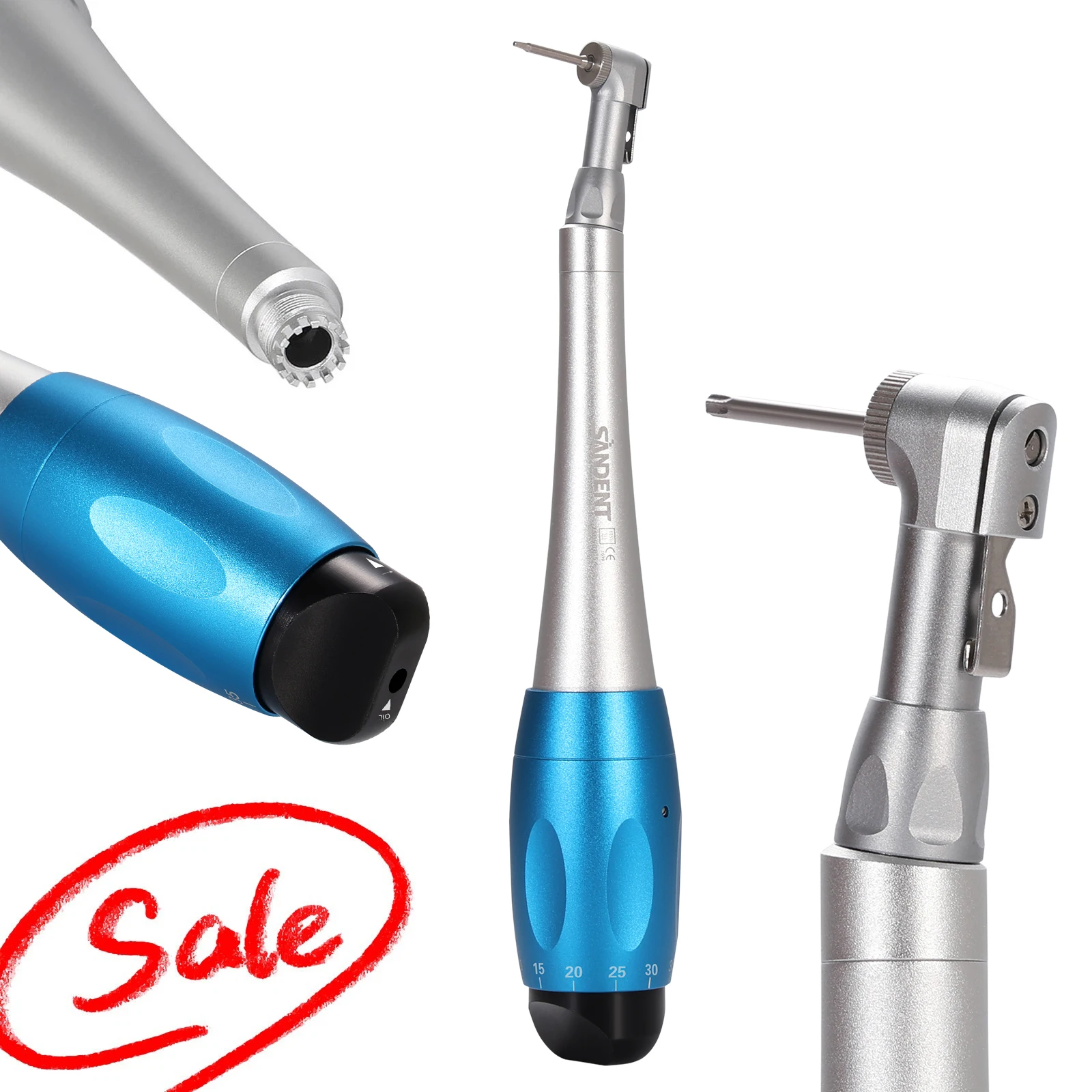 SANDENT Dental Universal Implant Kit Torque Wrench Contra Angle & 16pcs Drivers Blue Dentistry Repair Tools