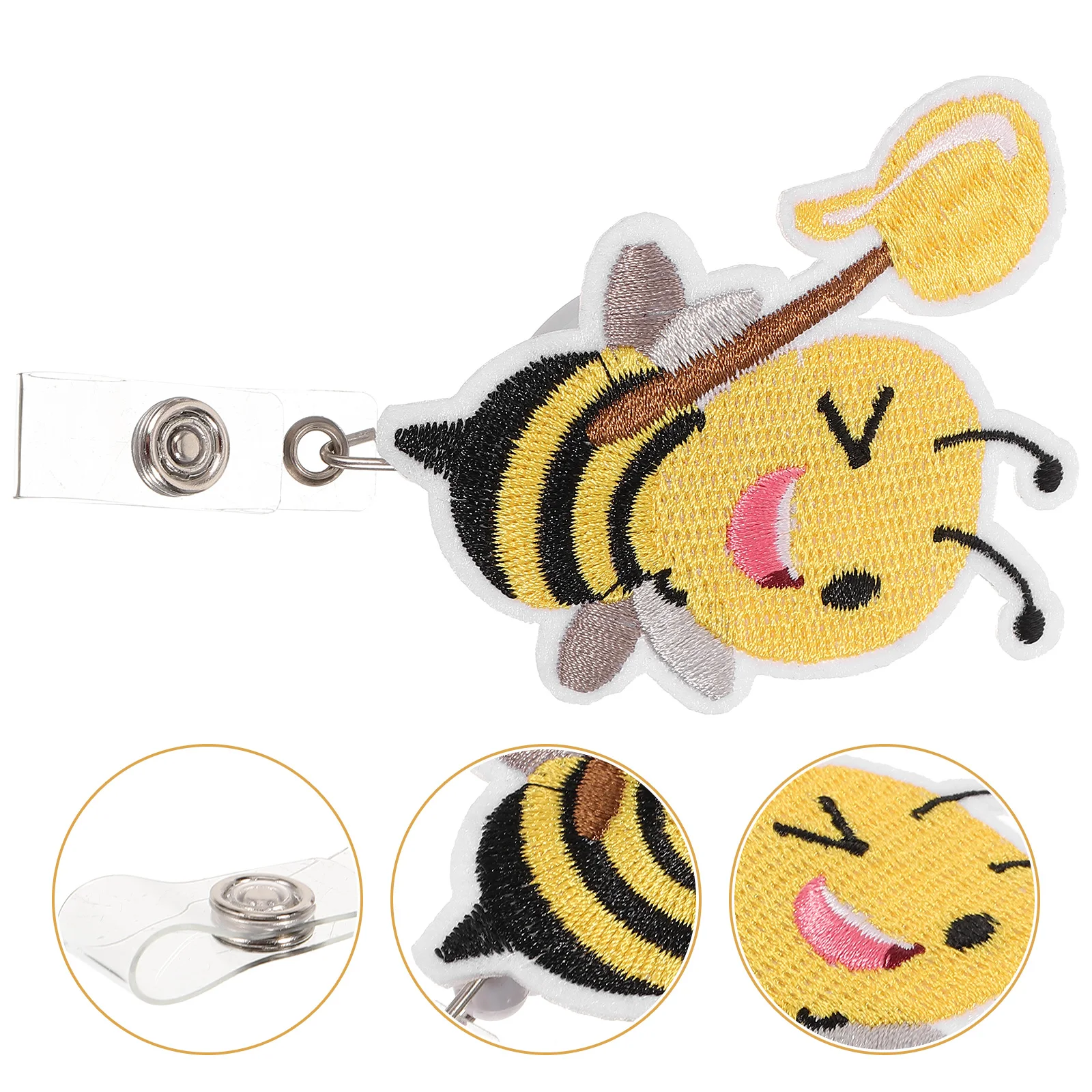 

Bee Pattern Felt Badge Holder Name Card Clip Portable Id Buckle Cute Decorative Office Nurse Medical Workers Gift