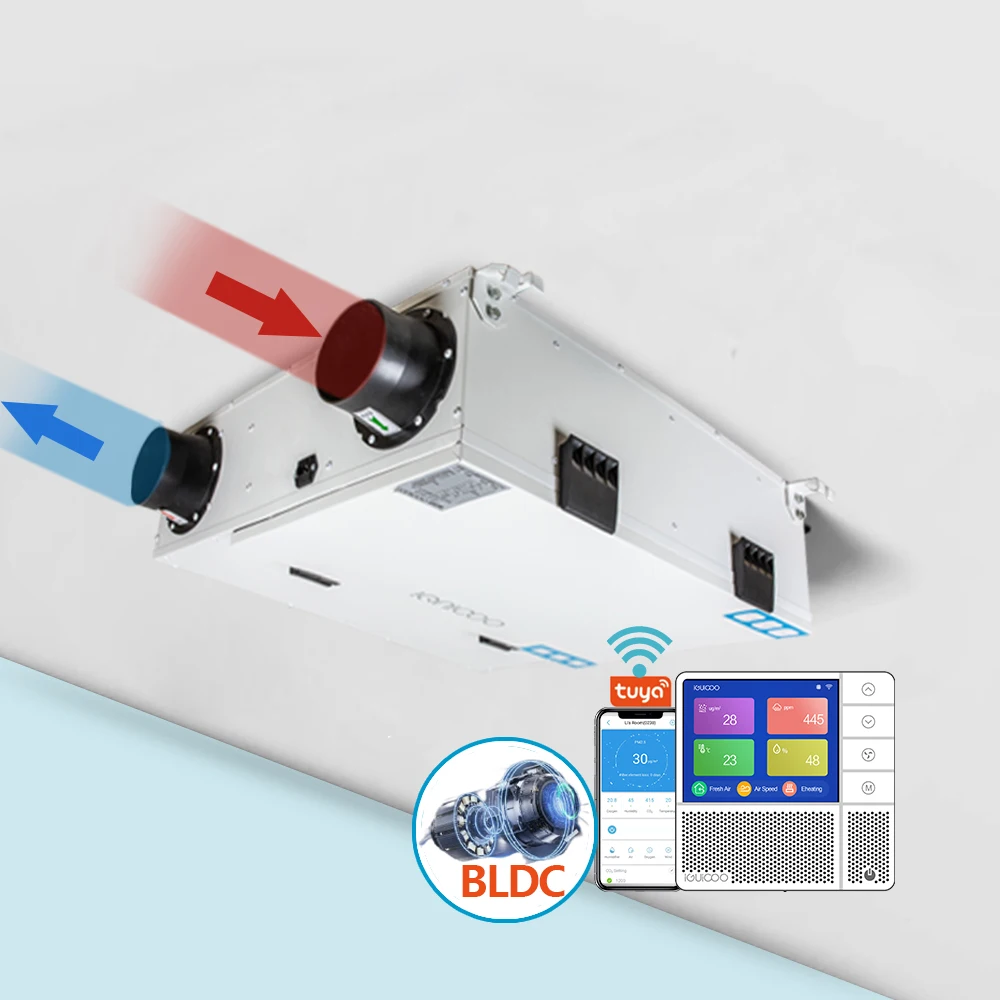CE Air Fresh Separate Air Flow Pm2.5 Both Ceiling And Wall Mounted DC Motor Ventilation System