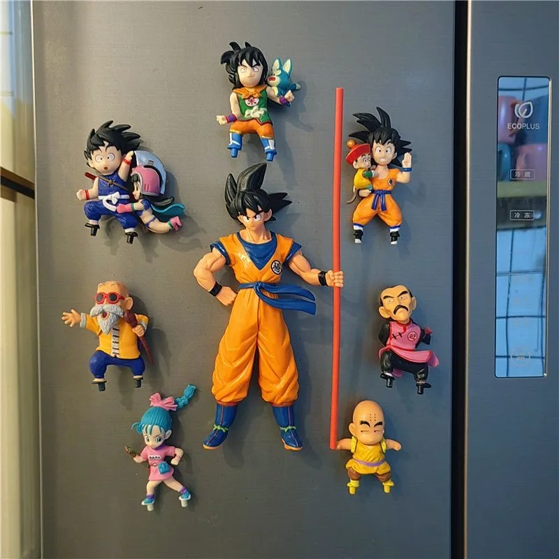 

Dragon Ball Refrigerator sticker Sun Goku Super Saiyan Standing Collection Figures Statue Anime Peripheral Model Ornaments Toy