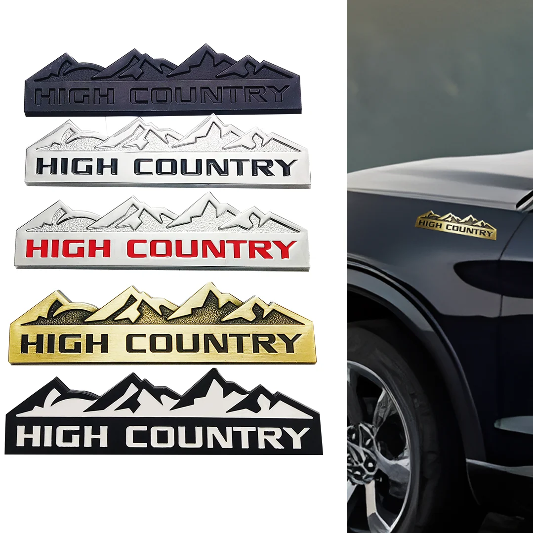 HIGH COUNTRY 3D Zinc Alloy Car Sticker Suitable for Chevrolet, Jeep, Dodge and Ford Modified Snow Mountain Metal Car Logo