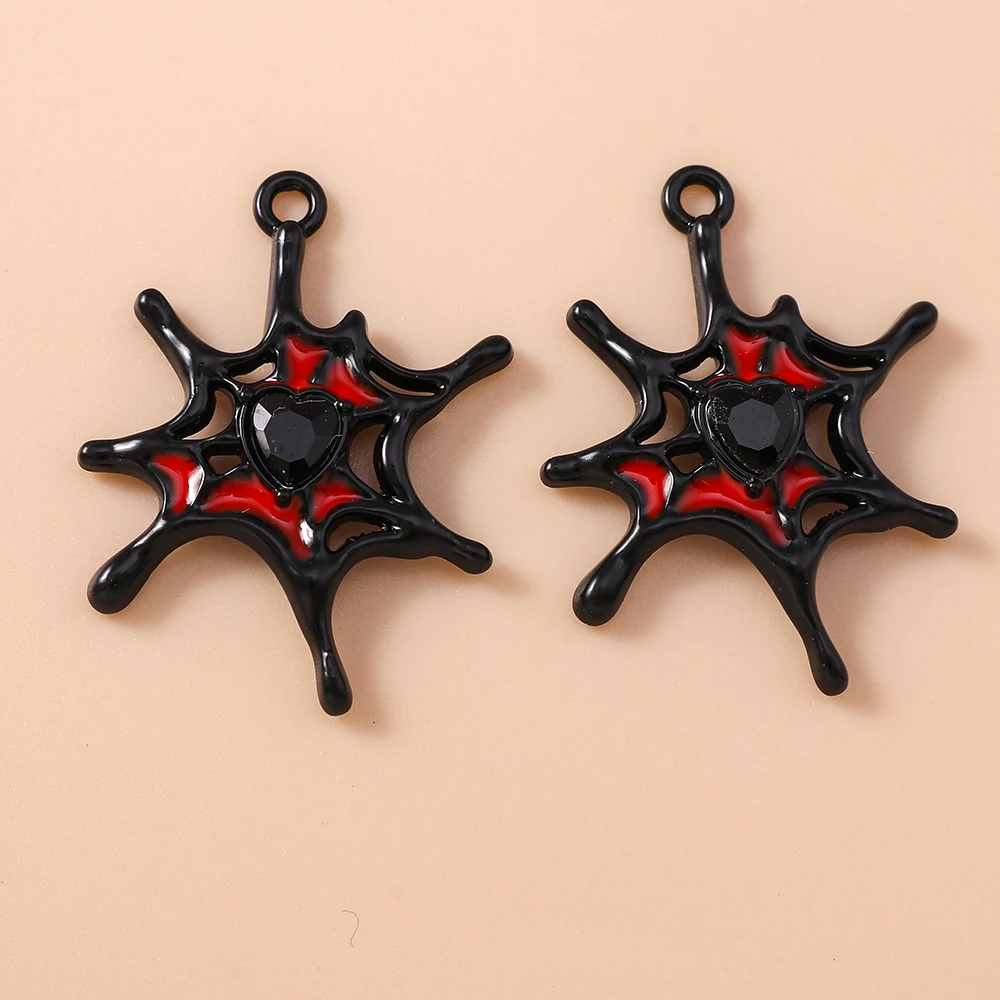 Leslie 5 Stück Retro Gothic Spinnennetz Herz Kreuz Charms für Schmuckherstellung Metall Steampunk Herz Anhänger DIY Ohrringe Halsketten – Detail 8