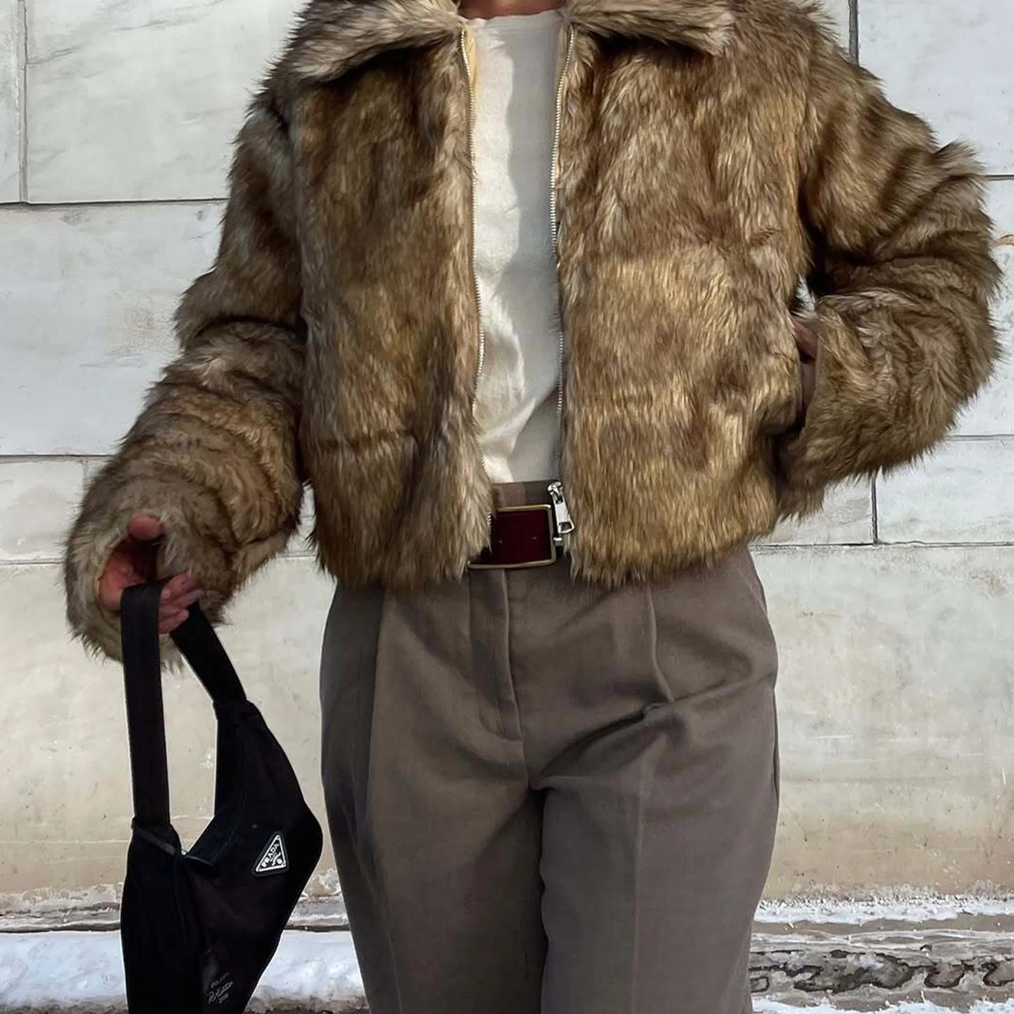 Retro-Lang-S Sve-Kunstpelzmantel mit lockerem Kragen für Damen, Herbst 2025, Neuankömmling oder Oberbekleidung von Z