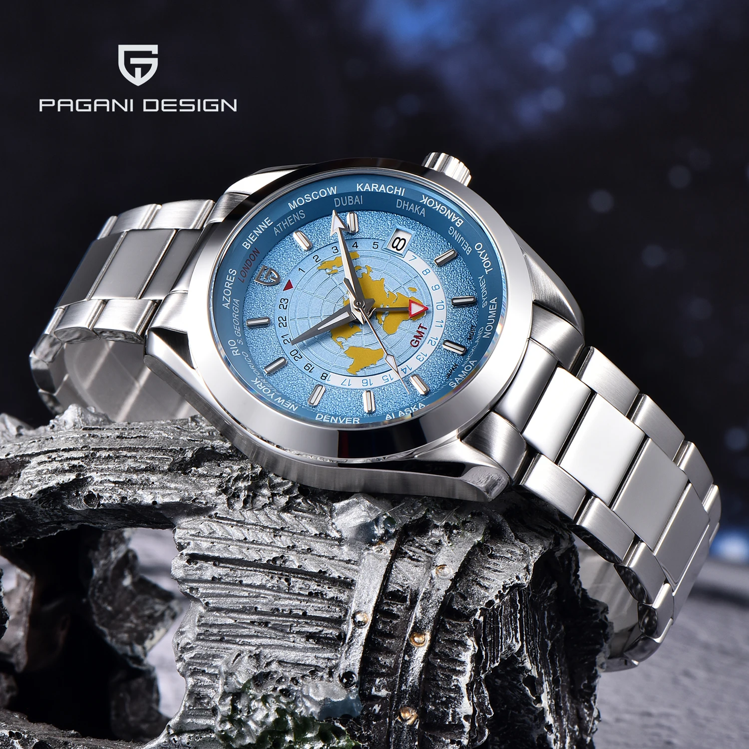 

2024 New PAGANI DESIGN GMT Mechanical Watch For Men Automatic Watches Mens AR Sapphire Mirror Stainless Steel Luxury Clock Gift