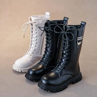 Elegant Zipper Baby Girl Casual Fashion Boots Autumn/winter Round Toe Warm Thick Sole Lace Comfortable Children's Midsole Boots 6