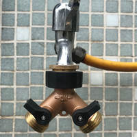 Garden Hose Splitter 2 Way Garden Water Distributor Solid Brass Y Valve Hose Connector Garden Water Hose Adapter 3/4 inch Thread