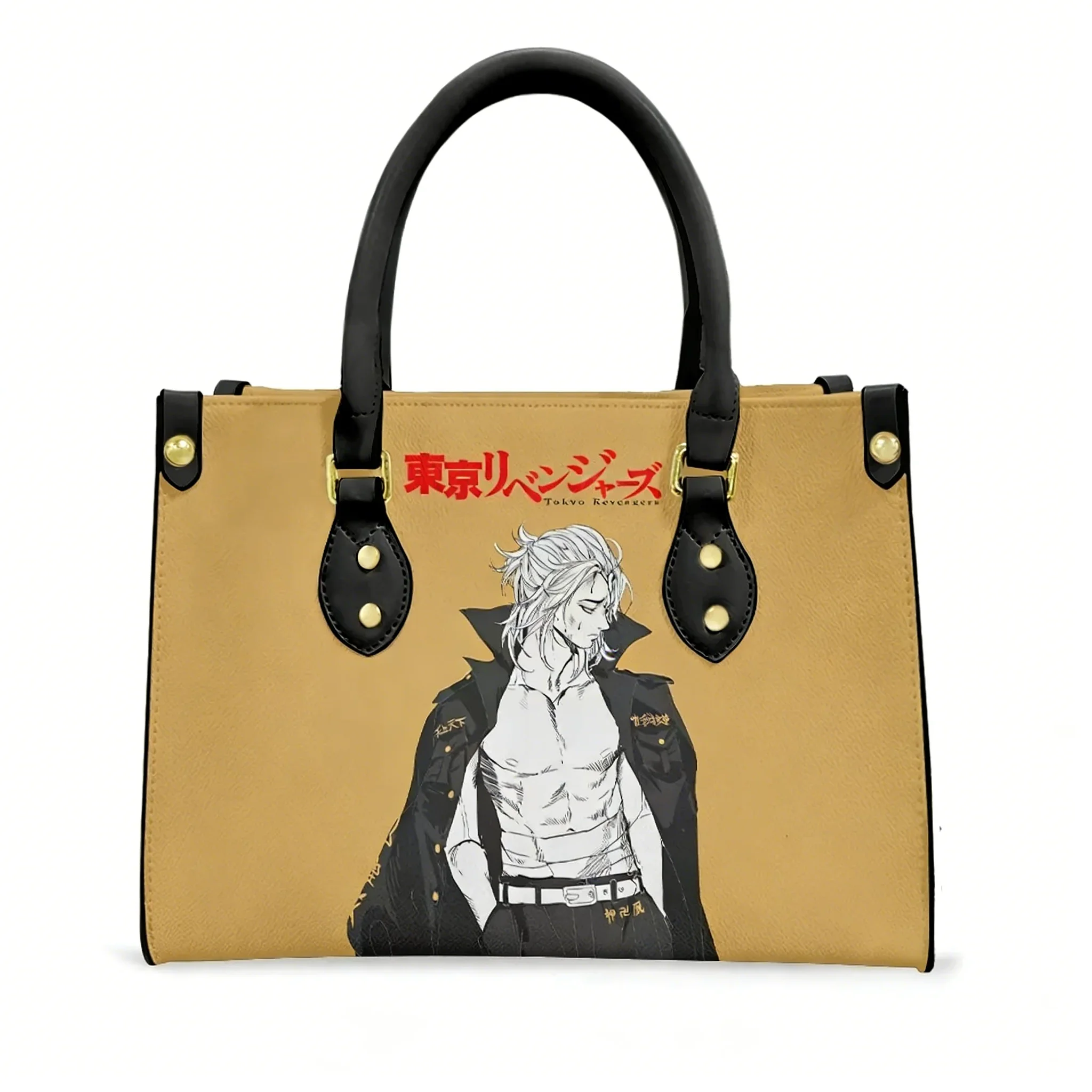 

Tokyo Revengers Tote Bags Purse Womens Mens Personalized Text Image PU Leather Customized Handbags Commuter Shopping Gift Bags
