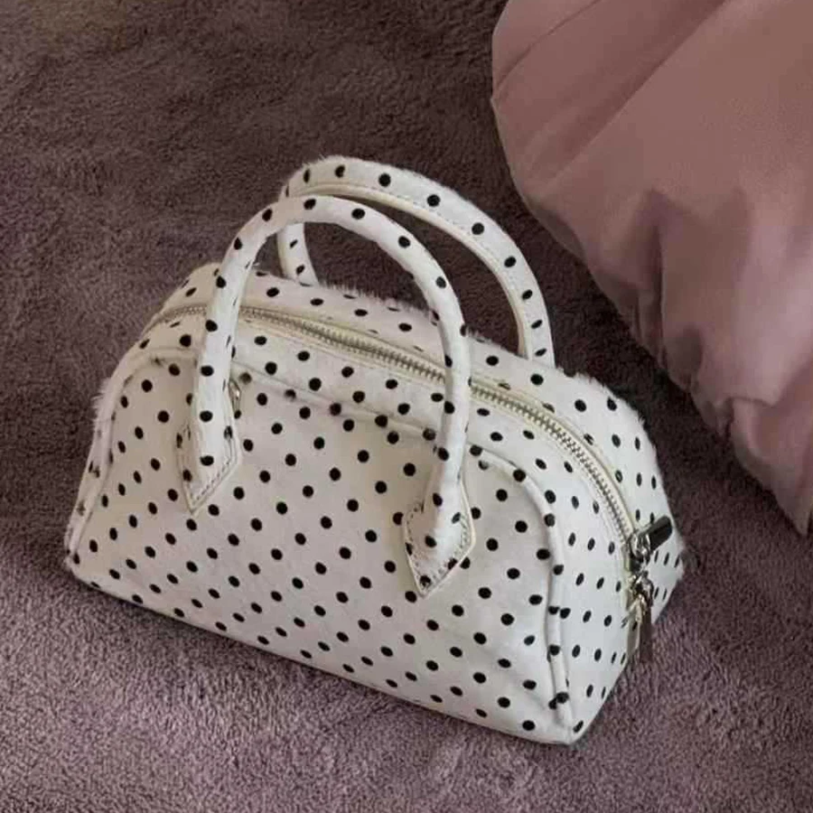 Sacs boston en cuir véritable à pois pour femmes sac à main et bourse de luxe de styliste nouveau à la mode bandoulière livraison gratuite arrivée rapide 2026