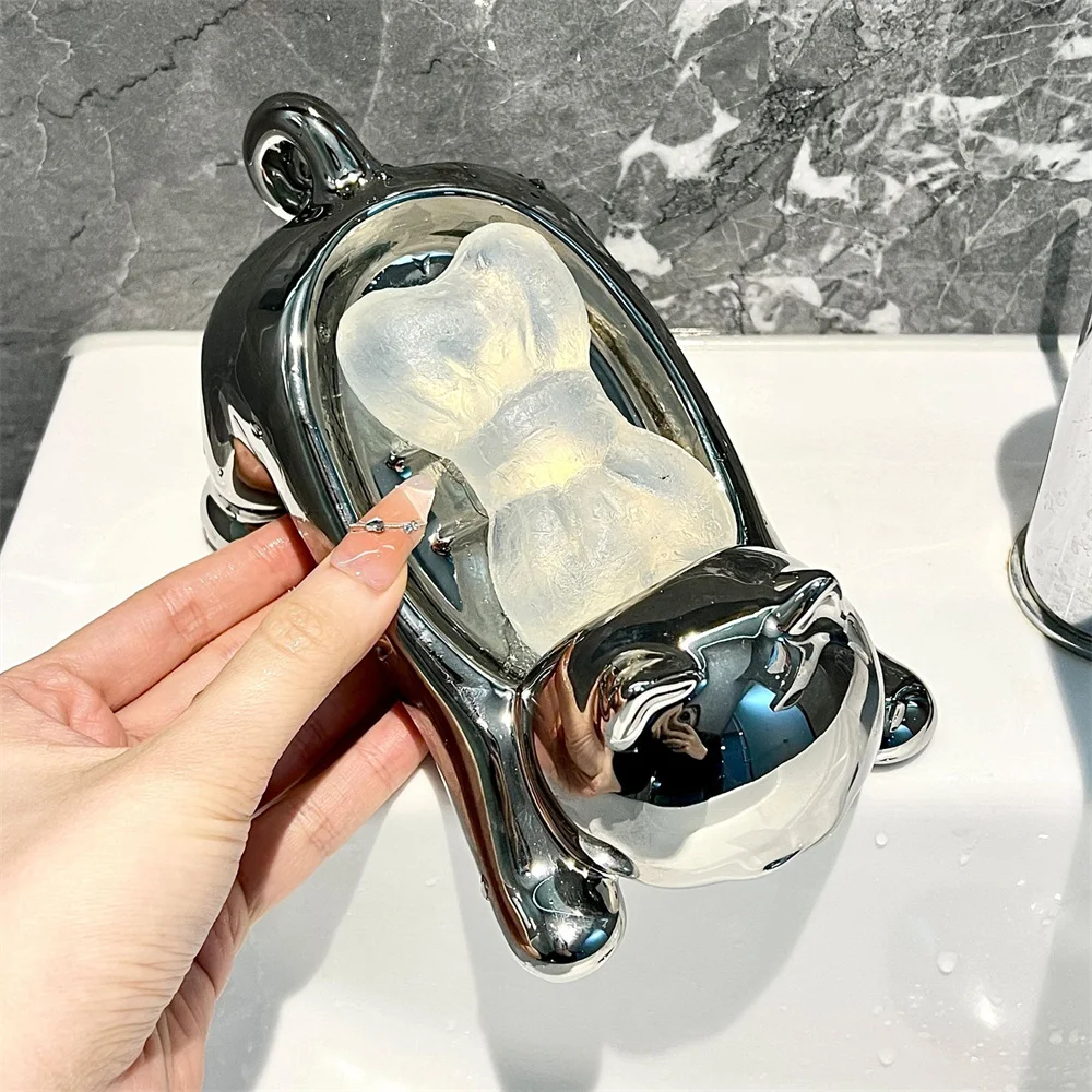 Cute Cat Drain Soap Holder Container Smooth Ceramic Toilet Soap Dish Case Tray Bathroom Accessories Washroom Tools Home Decor