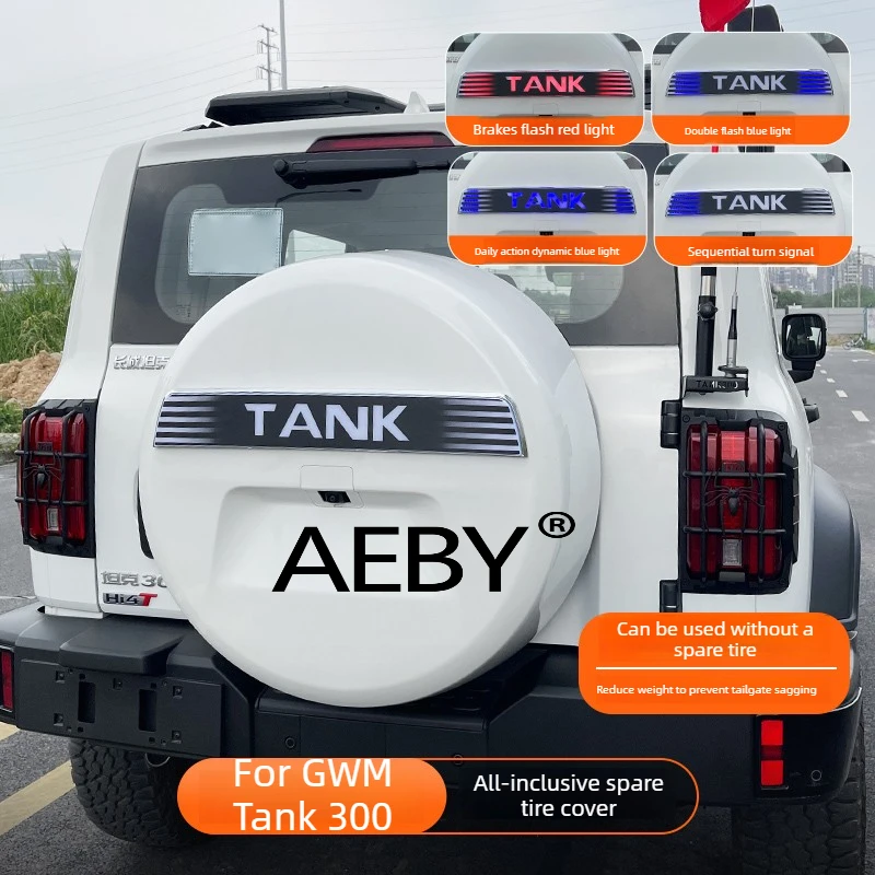 

AEBY For GWM Tank 300 2025 Spare Tire Cover with LED Light,Anti-Theft & Decoration,Universal Fit LED Tire Case,spare tire cover