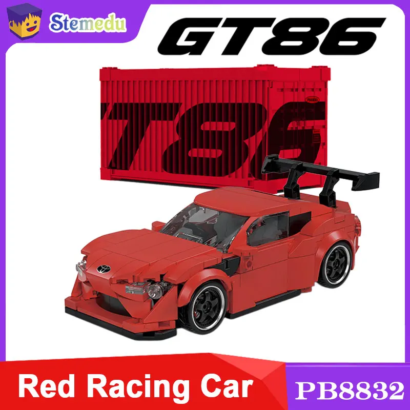 

Красный гоночный автомобиль GT, спортивный автомобиль, строительные блоки, суперкар, скоростные гонки с коробкой для дисплея, сборные кирпичи, игрушка для детей, взрослых, подарок