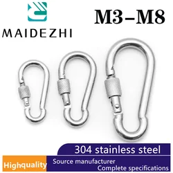 Outdoor Carabiner Large M5-M8 304stainless Steel Carabiner Clip Heavy Duty Screw Lock Eye For Hammock Sandbag Carabiner Climbing