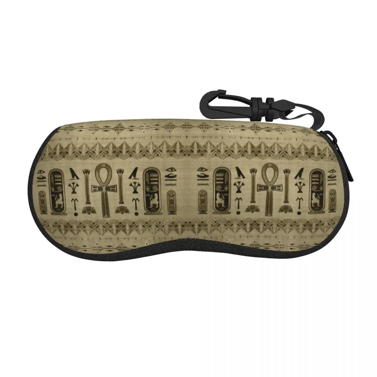 Custom Egyptian Cross Ankh Sunglasses Case Neoprene Zipper Ancient Egypt Hieroglyphics Eyeglass Case Protective Box For Glasses