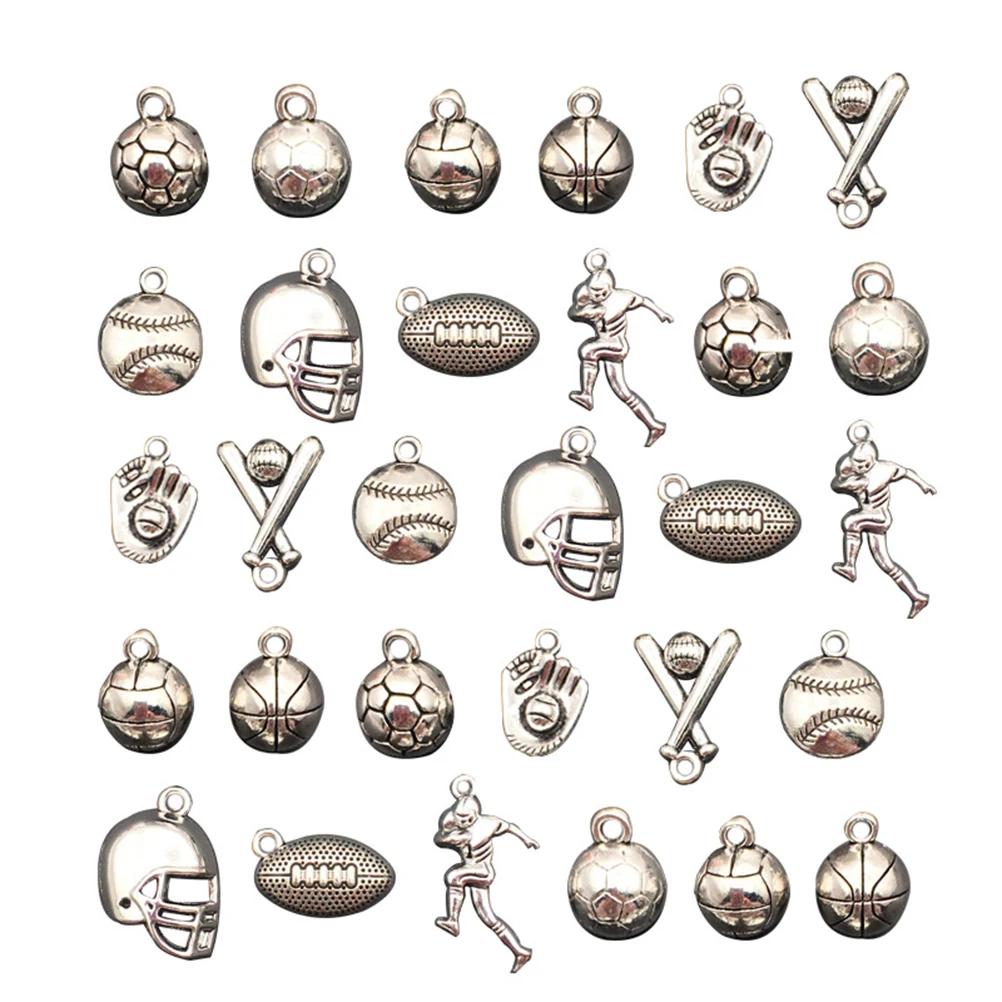 

60 Pcs Baseball Pendant Accessories Alloy Charm DIY Jewelry Making Pendants for Necklace Bracelet Creative Gifts