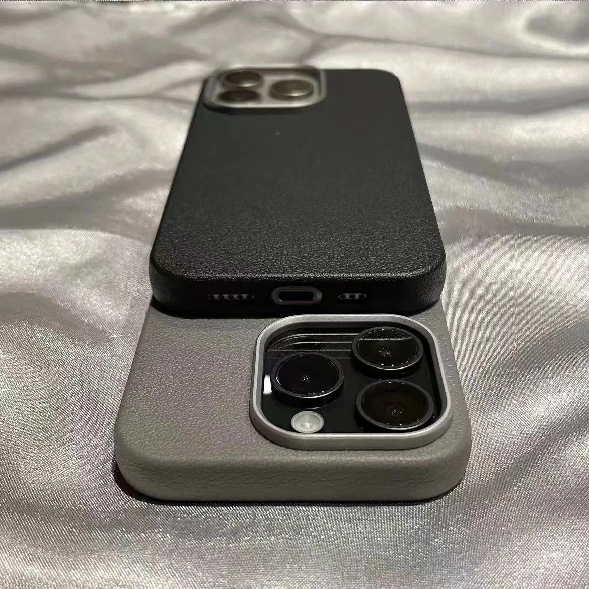 Luxury Matte Leather Phone Case For iPhone 16 15 14 Plus 13 12 11 Pro Max XS Max XR Lens Protection Shockproof Silicone Cover - náhled 3